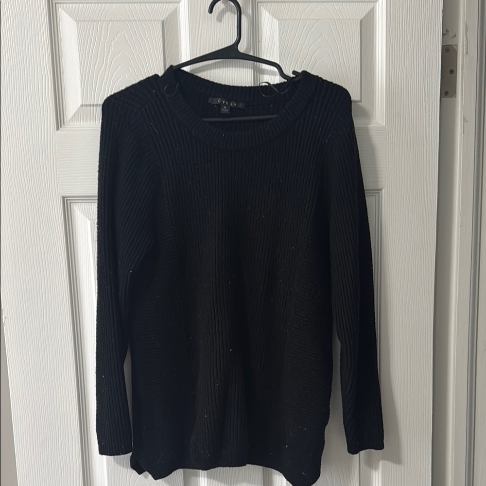 Cyrus Black Crew Neck Sweater Classic Knit Design